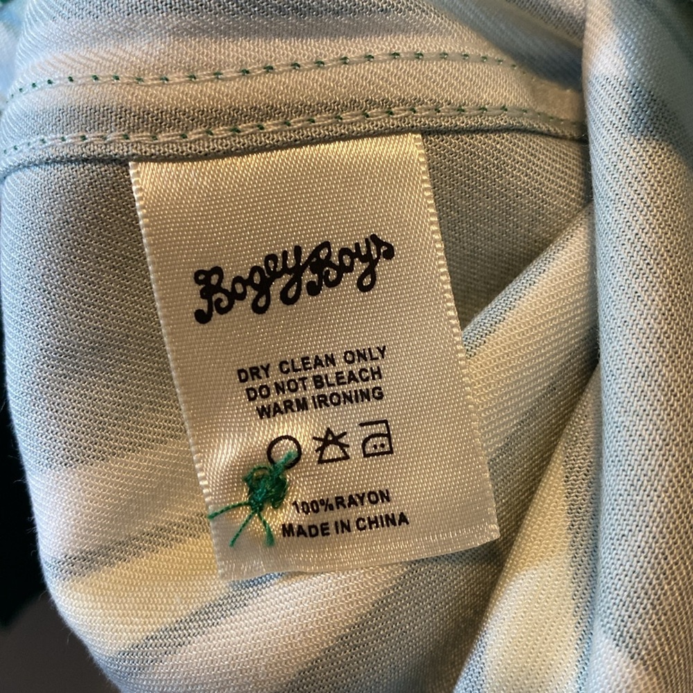 Bogey Boys Striped Button Up Shirt NEW Men's Small Green Stripe Rayon Retro Golf - Picture 7 of 12